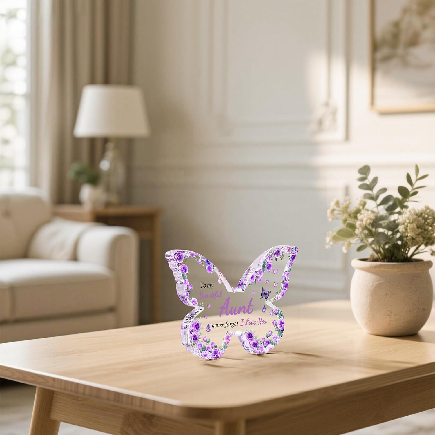 Aunt Birthday Gifts, Christmas Gift for Aunt, Purple Butterfly-Shaped Acrylic Keepsake Decorations, Christmas Mothers Day Birthday Gifts Ideas for Aunt - Image 5