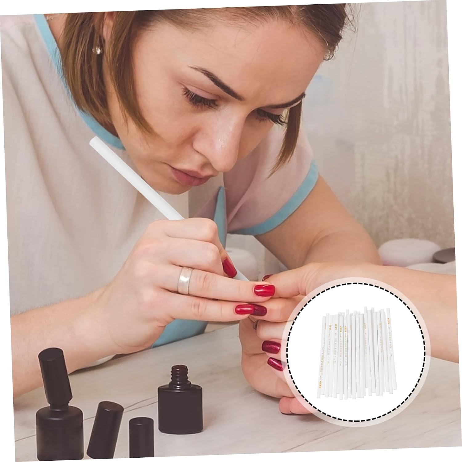 POPETPOP 60pcs Nail Art Tool Point Drill Pen White Manicure Pens for Nail Art Drawing Patterns and Point Drilling