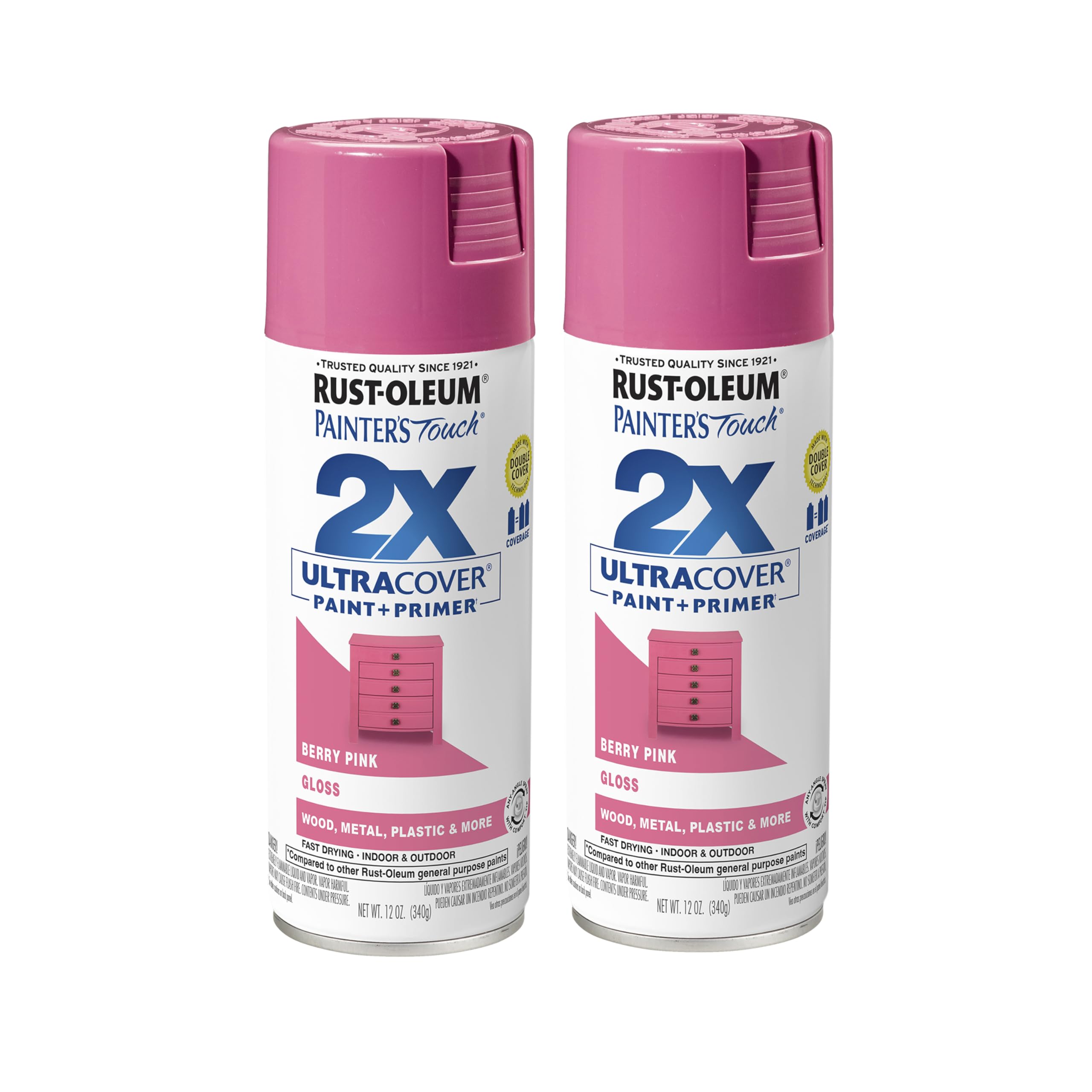 Rust-Oleum Painter's Touch 2X Ultra Cover Spray Paint, Gloss Berry Pink
