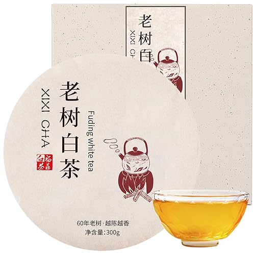 XIXICHA Pastel de té blanco envejecido Té blanco chino Fuding 2016 Antiguo pastel de té blanco Laoshu 300g/10.6oz Premium Hermoso regalo embalaje