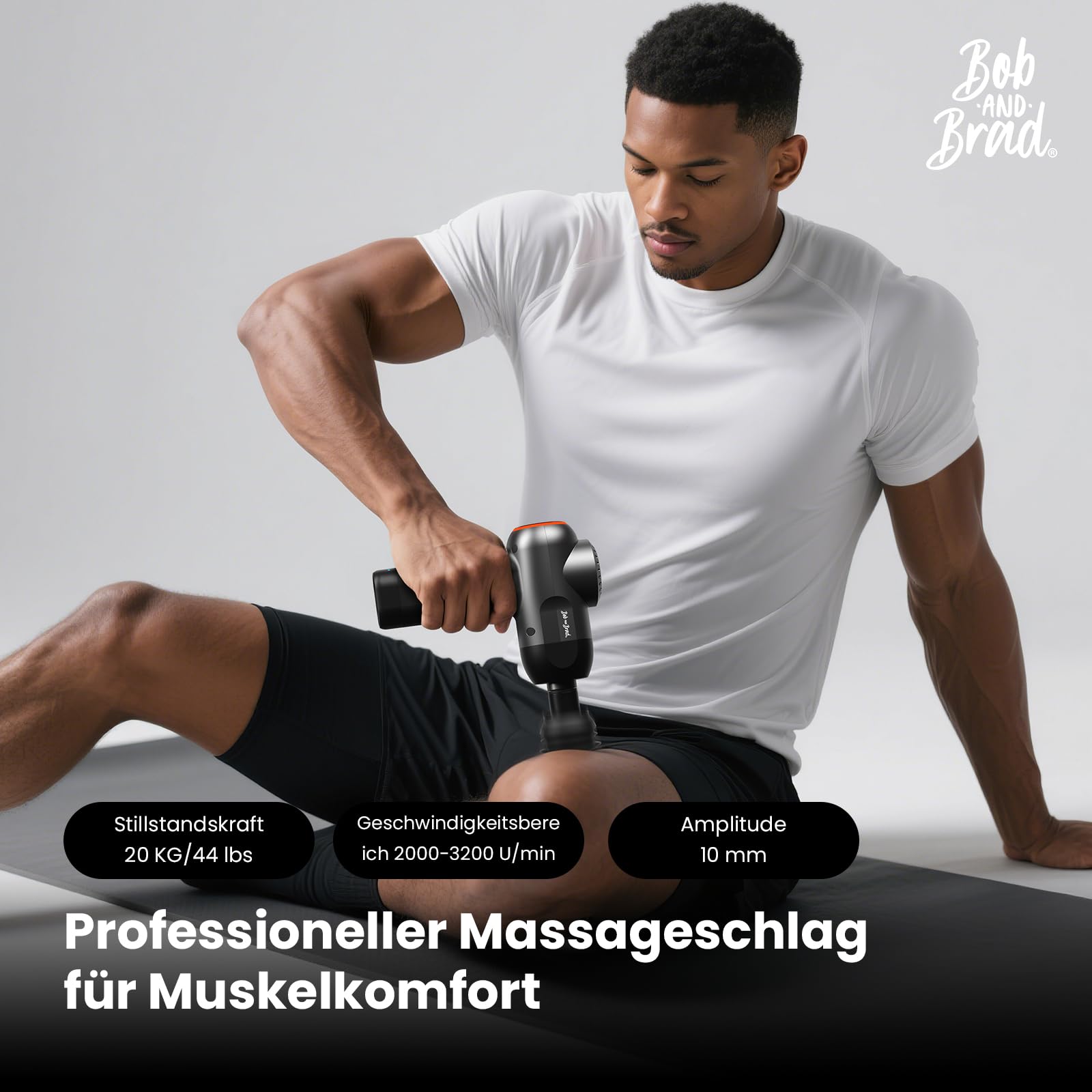Bob and Brad C2 Massagepistole, Tiefe Gewebemassagepistole, Muskel-Massagegerät mit 5 Geschwindigkeiten und 5 Köpfen für Zuhause Büro Workout Erholung Schmerzlinderung, Tolles Geschenk, Schwarz