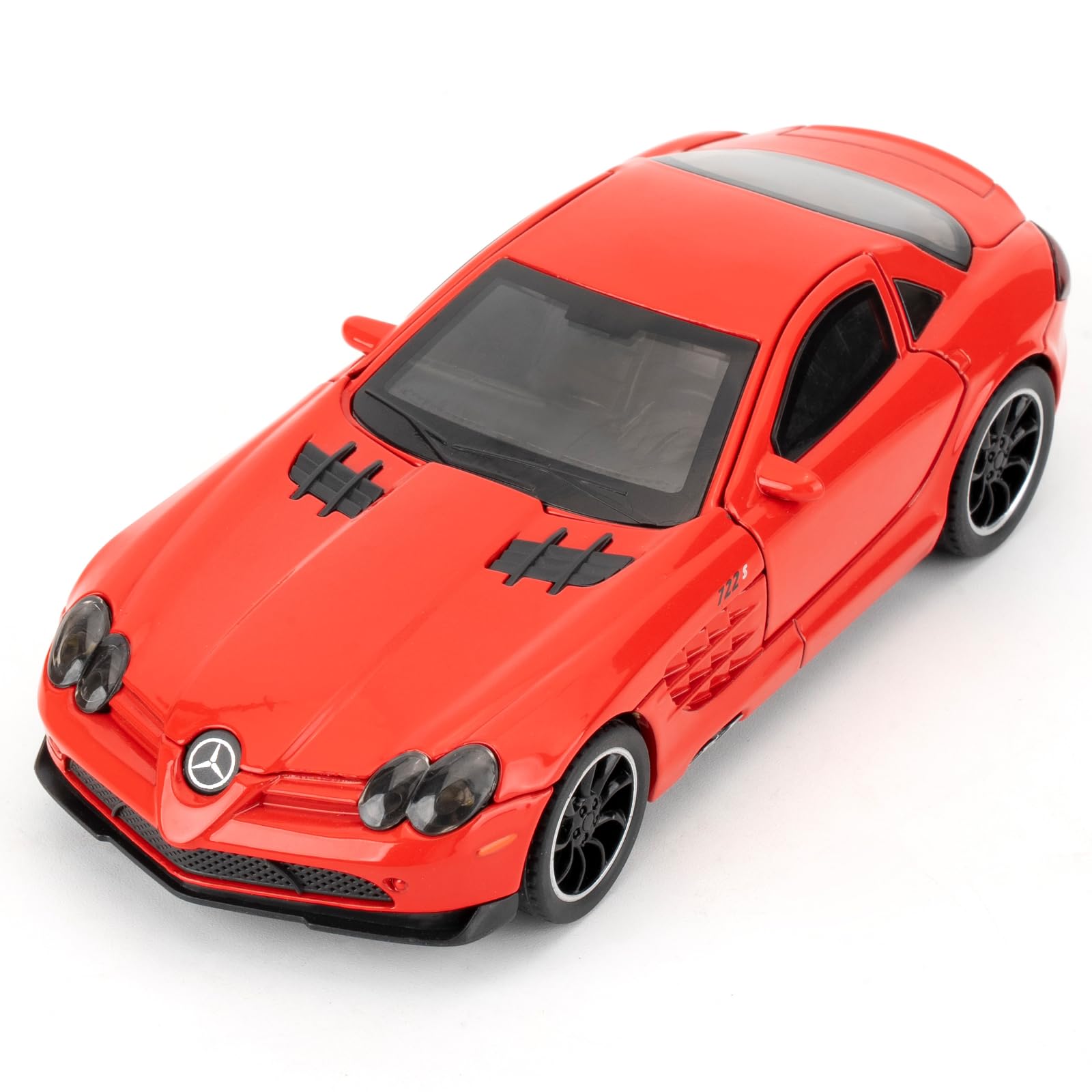 BGHSCA 1/32 Car Model Compatible for SLR Diecast Toy Vehicle, Zinc Alloy Pull Back Toy Car with Sound and Light for Kids Boys Girls 3+ Years Old (Red)