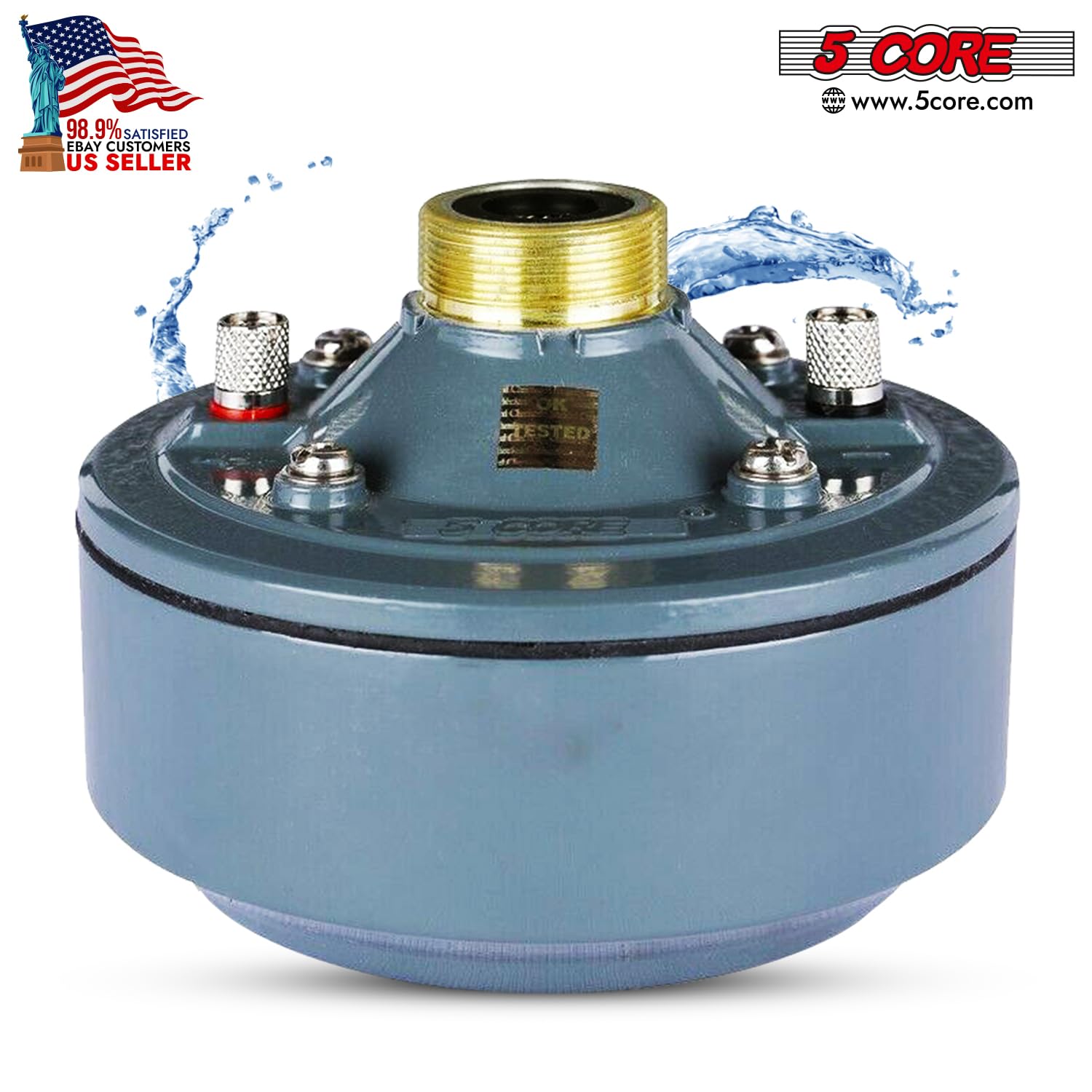 5 CORE Compression Driver 600W PMPO 16 Ohm Screw on Type Mid Range Horn Throat Tweeter Speaker 60W RMS 160-7000 Hz Frequency Ferrite Magnet 18 TPI Threading Weather Resistant Aluminum Body DU 60W