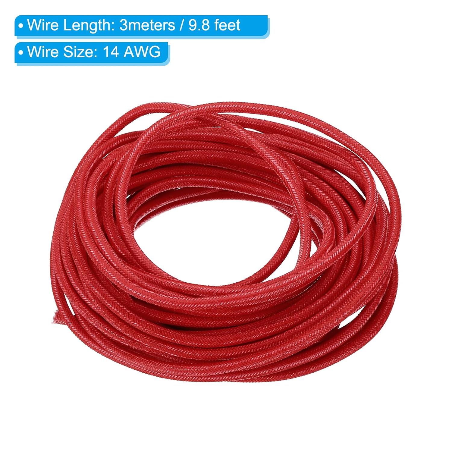 PATIKIL 9.8Ft 14AWG Electronic Wire, -30 to 200 Degrees Celsius Insulated High Temperature Resistant Electrical Flexible Silicone Cable for Lamp Boiler Heater, Red