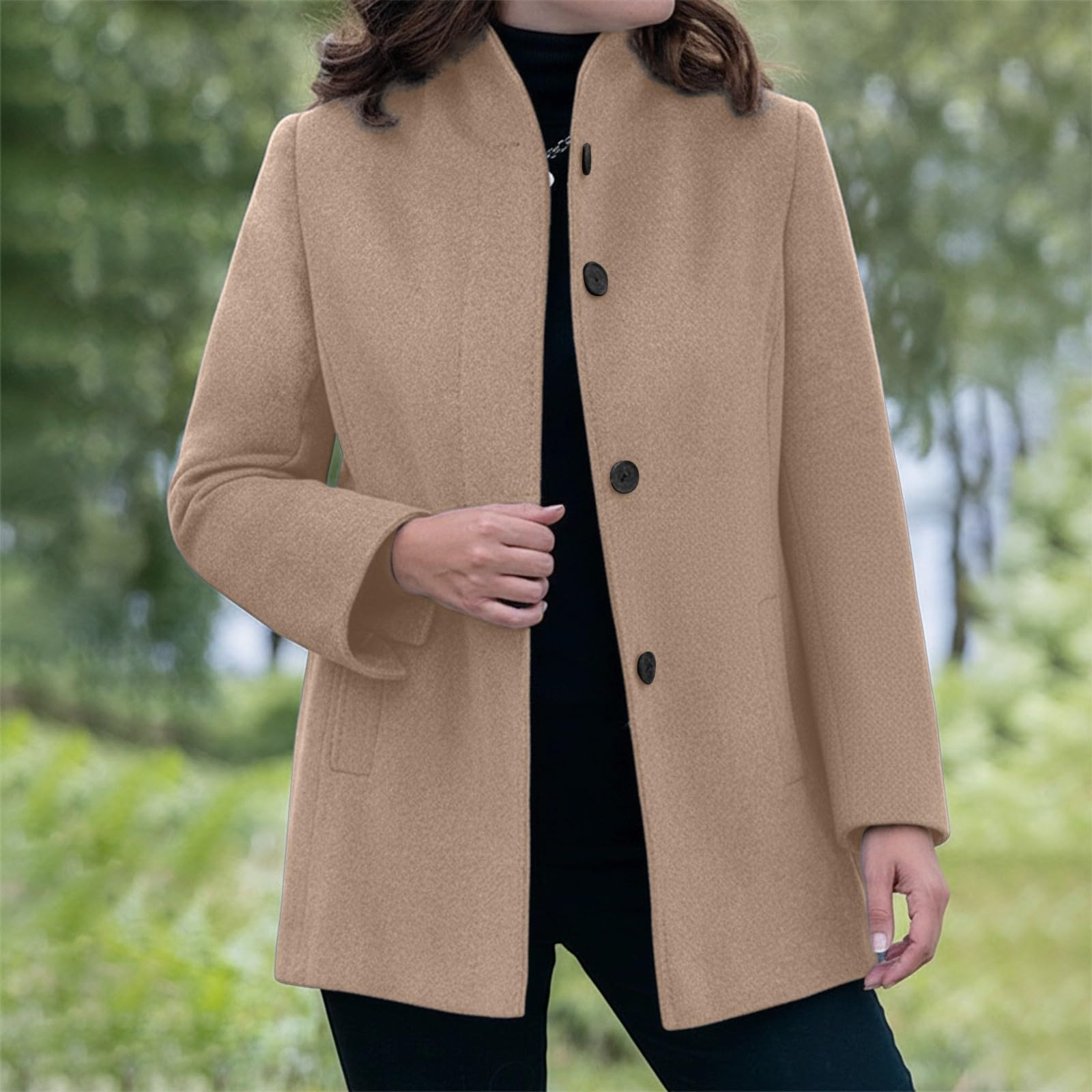 Genérico Abrigo Corto Mujer Gabardina Corta Gabardinas Elegante Ropa con Bolsillo Otoño Trench Cazadoras Casual Abrigos Entretiempo Primavera Chaqueta Paño Invierno