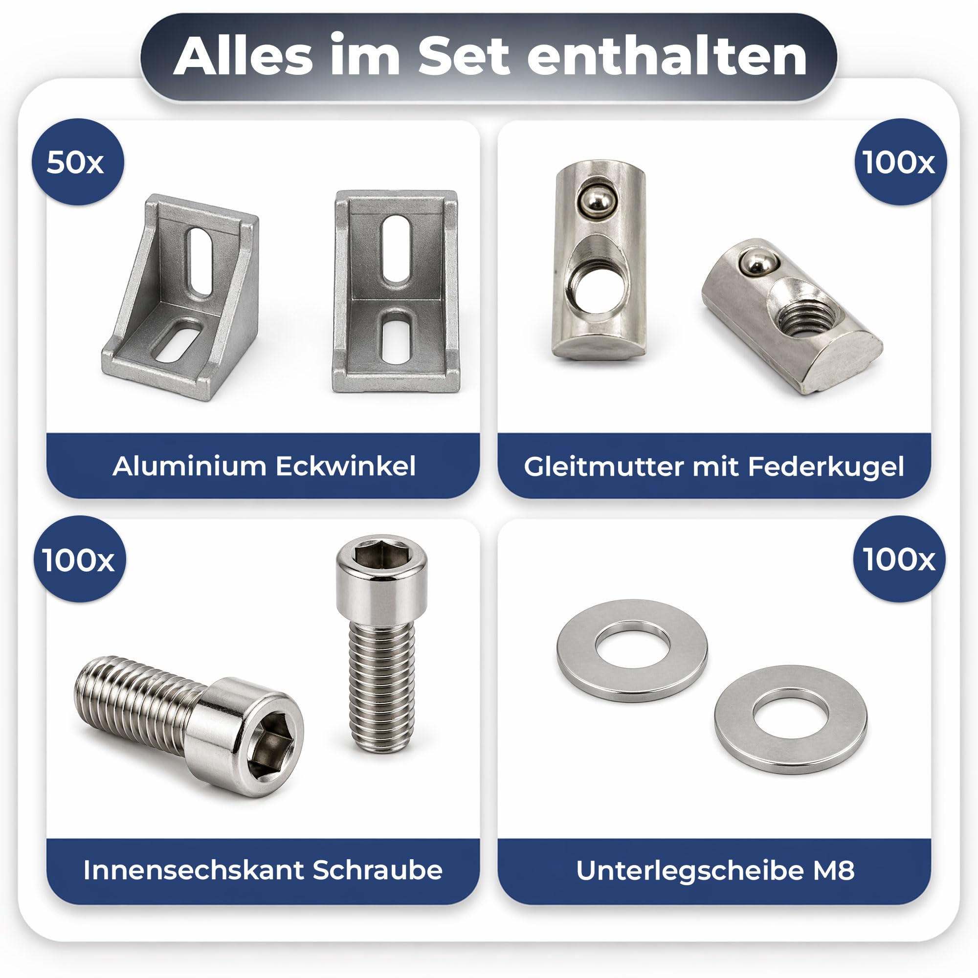 SCHMIDT systemprofile 50x Eckwinkel Nut 8 39x39x35mm Alu Profil Winkel-Verbinder Eckverbinder 40x40 Aluprofil-Zubehör