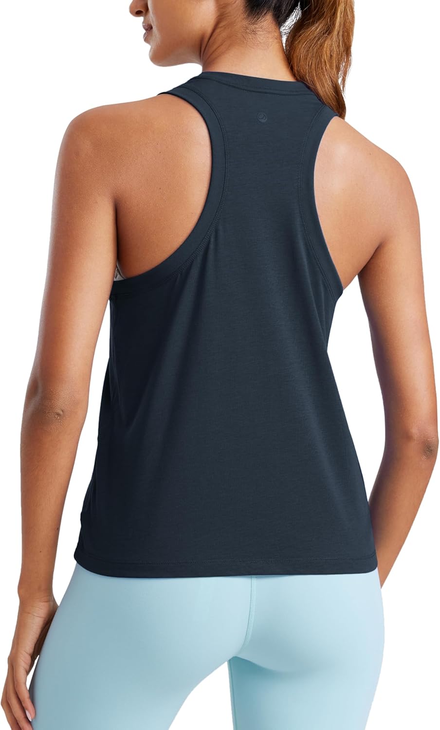 CRZ YOGA Womens Pima Cotton High Neck Workout Tank Racerback Athletic Sleeveless Tops Basic Casual Yoga Shirts
