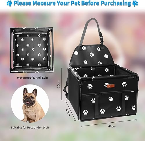 Miniatura 2 de BYGD Asiento elevador para mascotas, con 12 tubos de soporte de PVC mejorados y correa de seguridad con clip, cesta de automóvil transpirable y