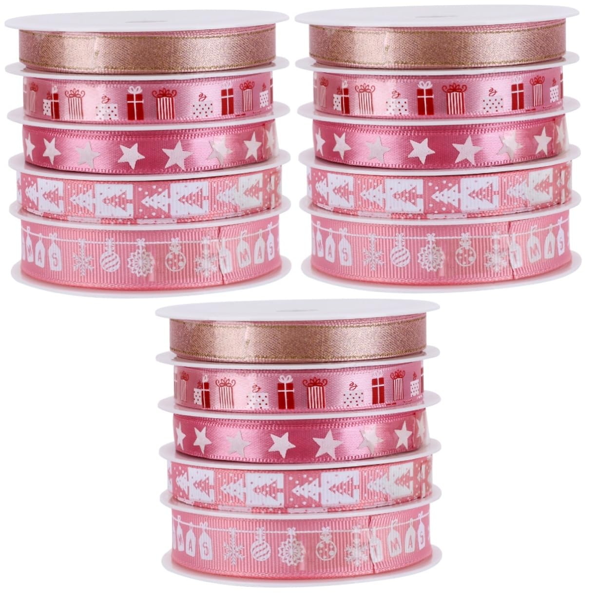 Lurrose Geschenkband Pink 15 Rollen Ornamentband Weihnachtsband Weihnachtsband Urlaubsband Diy Bastelband Weihnachten Drahtband Stoff Bastelbänder Dekoband Dekoband Stoff Rosa
