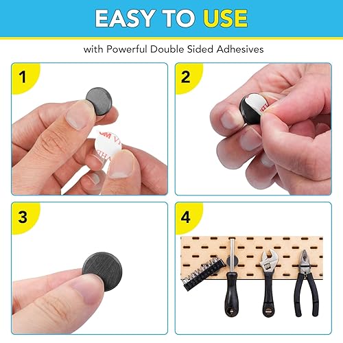 Miniatura 5 de TRYMAG Imanes para manualidades con respaldo adhesivo, 60 imanes industriales de cerámica, pequeños imanes redondos de ferrita para manualidades,