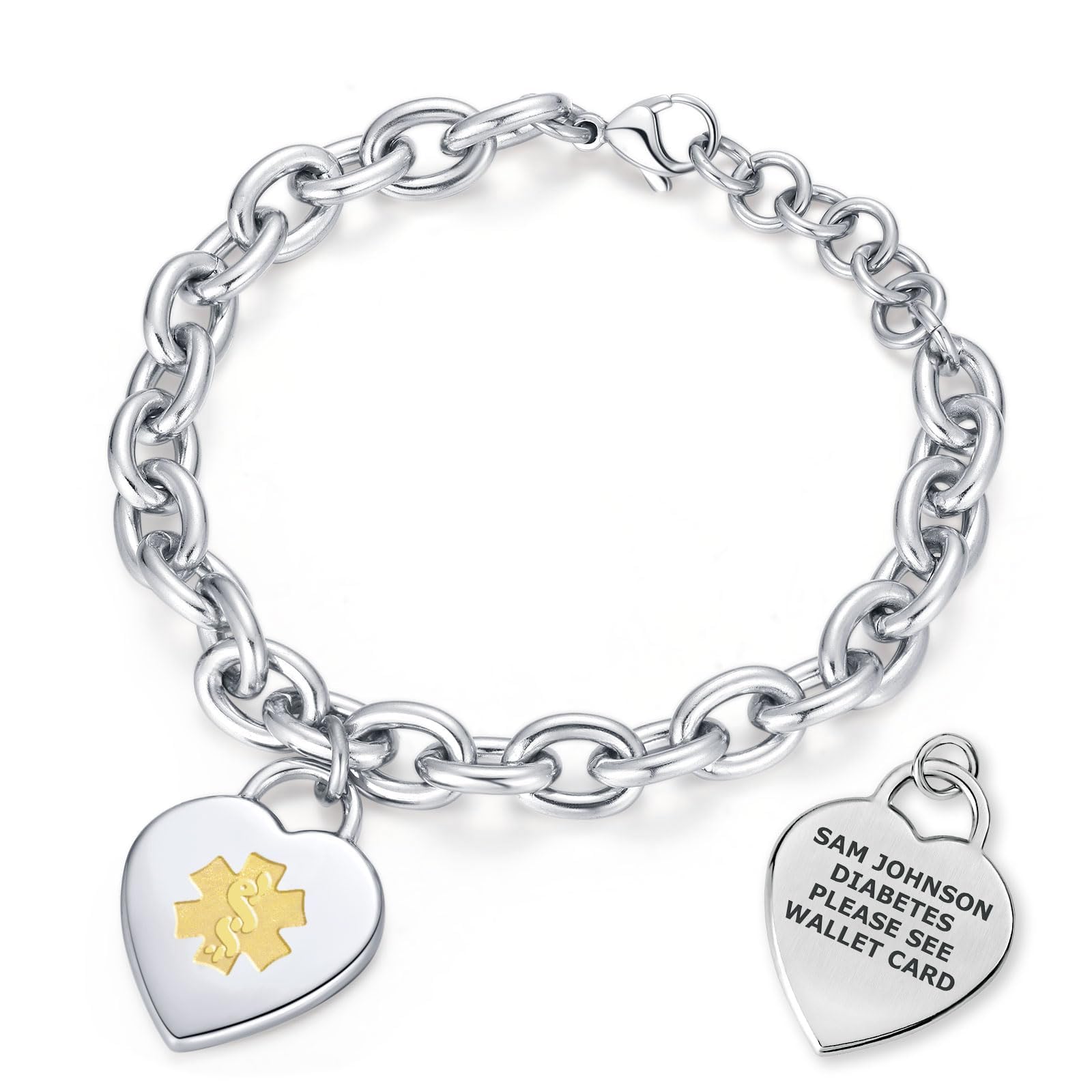 Custom Engraved Medical Alert ID Bracelet for Women