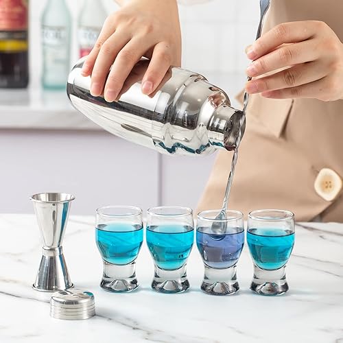 Miniatura 4 de M&N HOME Juego de 6 vasos de chupito, vasos de chupito de 2 onzas, vasos de chupito de Navidad, juego gris ahumado