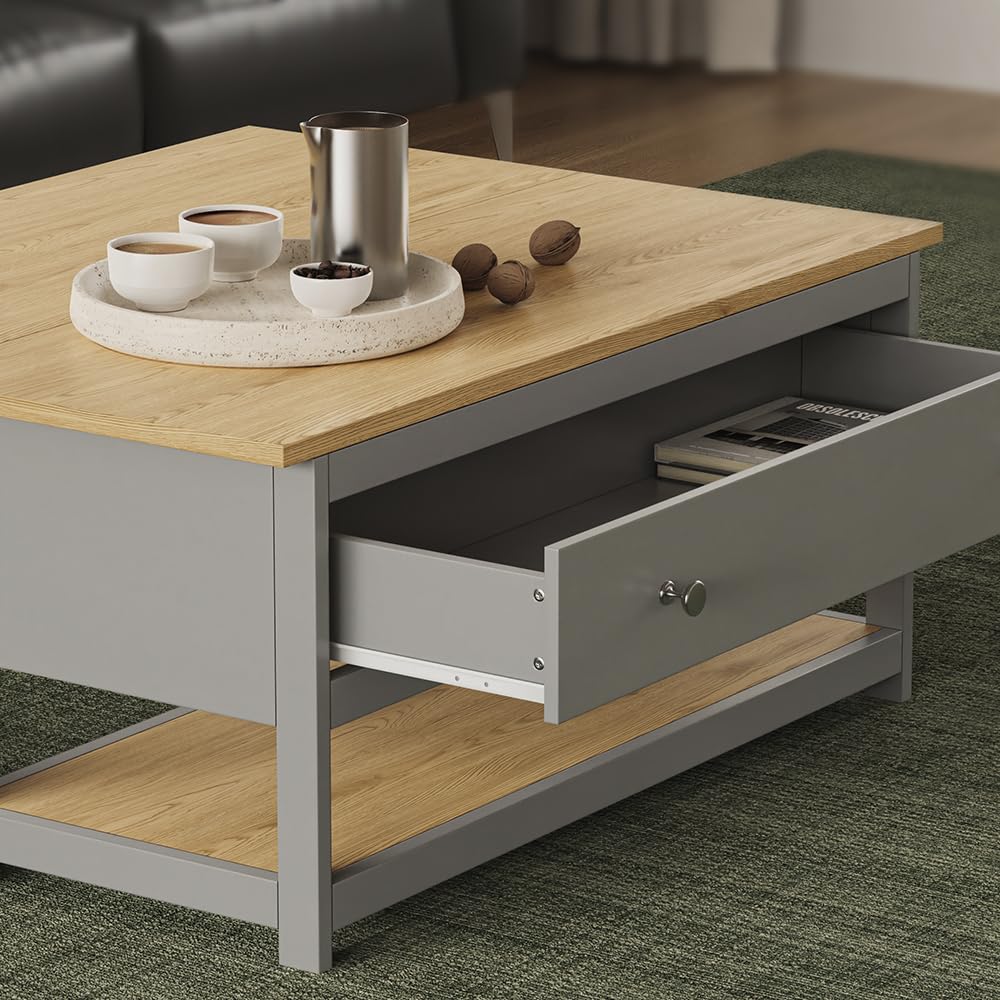 Vicco Couchtisch Vikla, Anthrazit/Eiche, 100 x 40 cm