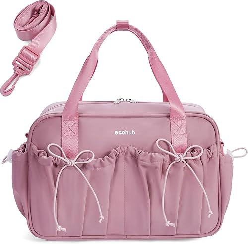 ECOHUB Pequeña bolsa de gimnasio para mujer, mini bolsa de lona para gimnasio con compartimento húmedo, bolsa deportiva con lazo, bonita bolsa de