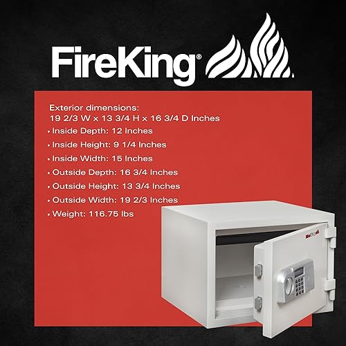 Miniatura 7 de FireKing KF08121WHE (FIRKF08121WHE) Caja de seguridad contra agua e incendios de una hora, 0.53 pies cúbicos, 16-12 x 14 x 11-34, color blanco.,