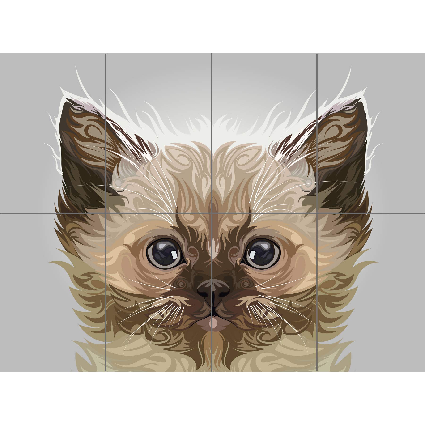 Artery8 Cat Illustration Persian Kitten XL Giant Panel Poster (8 Sections)