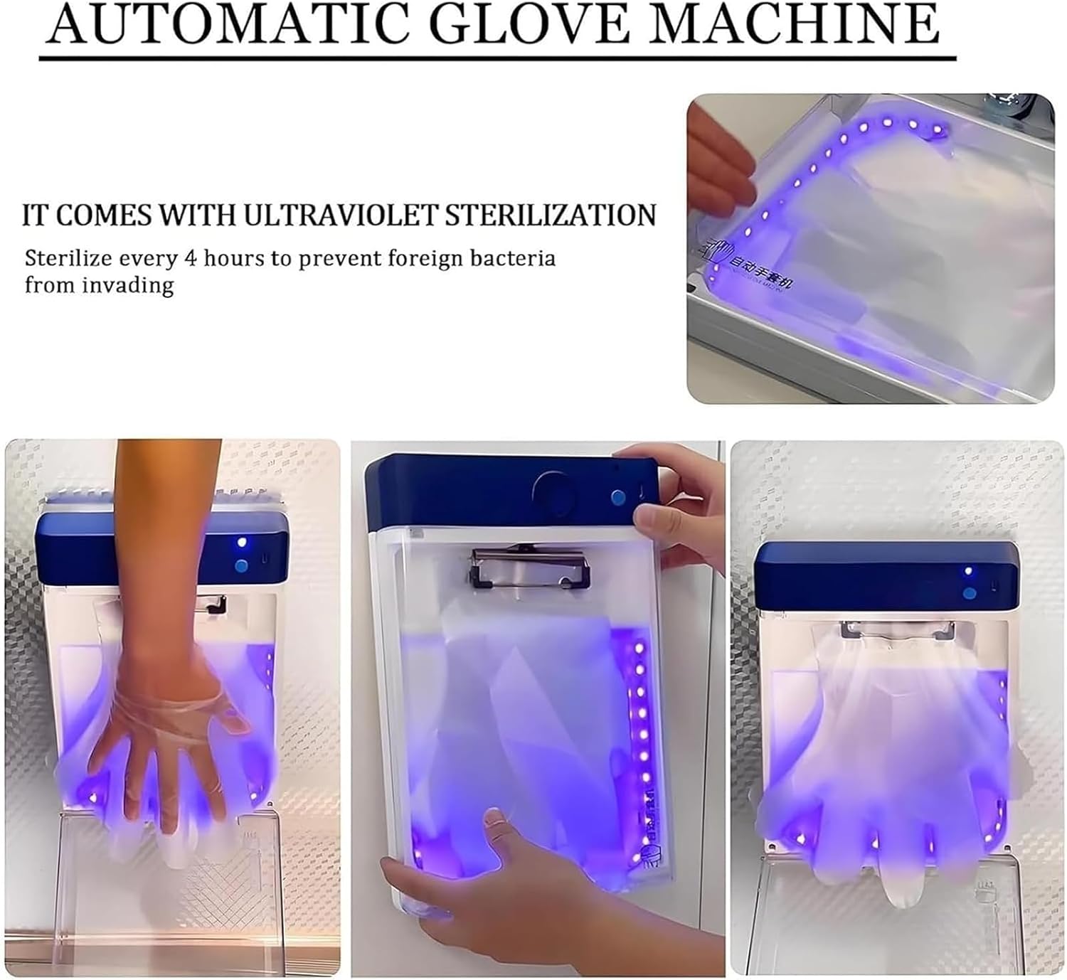 Automatic Glove Wearing Machine, Rechargeable Portable Glove Holder Box, Wall Mount Disposable Gloves Dispenser