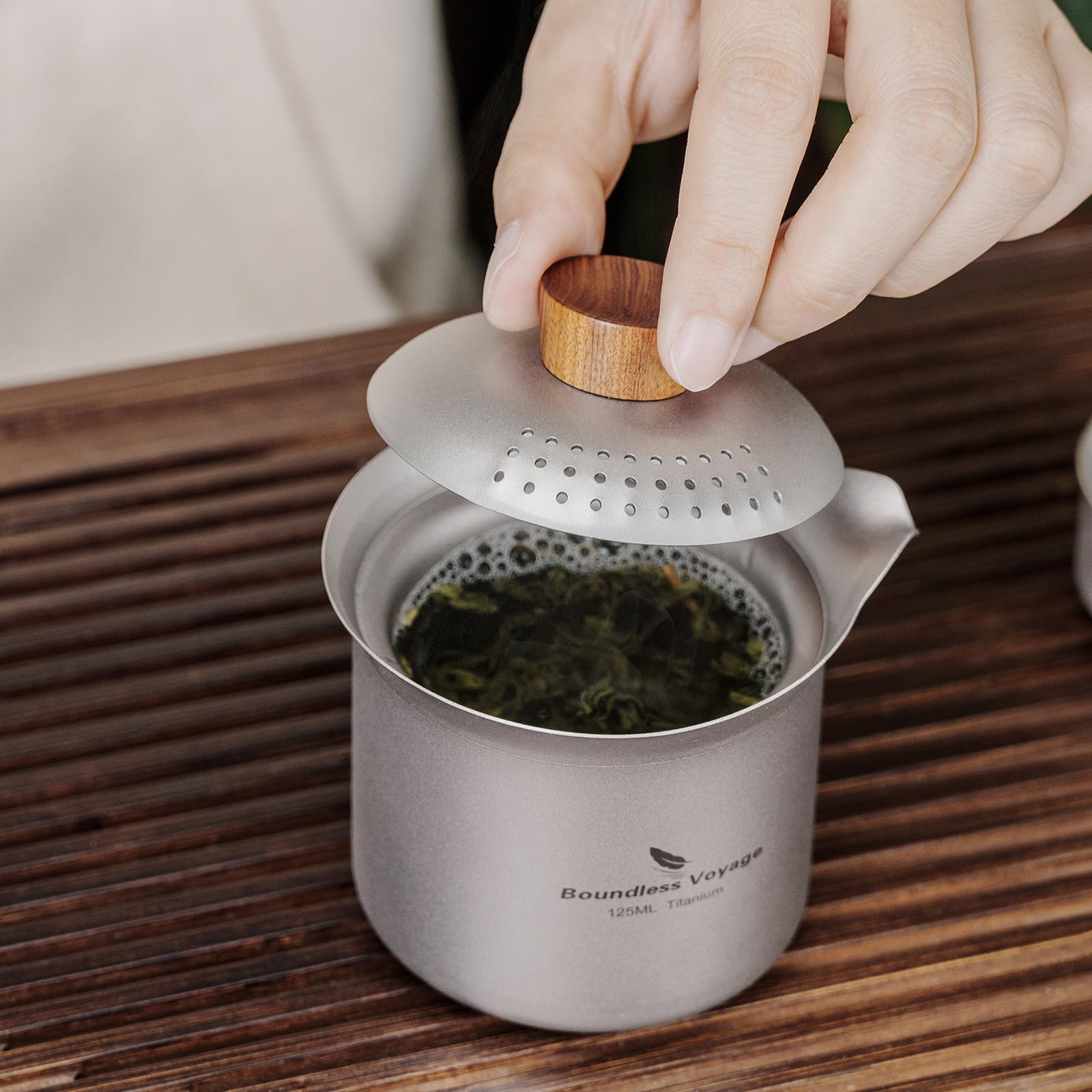 Boundless Voyage Titanium Teapot Cup Set With Filter Handle Lid Outdoor Camping Mini Kettle