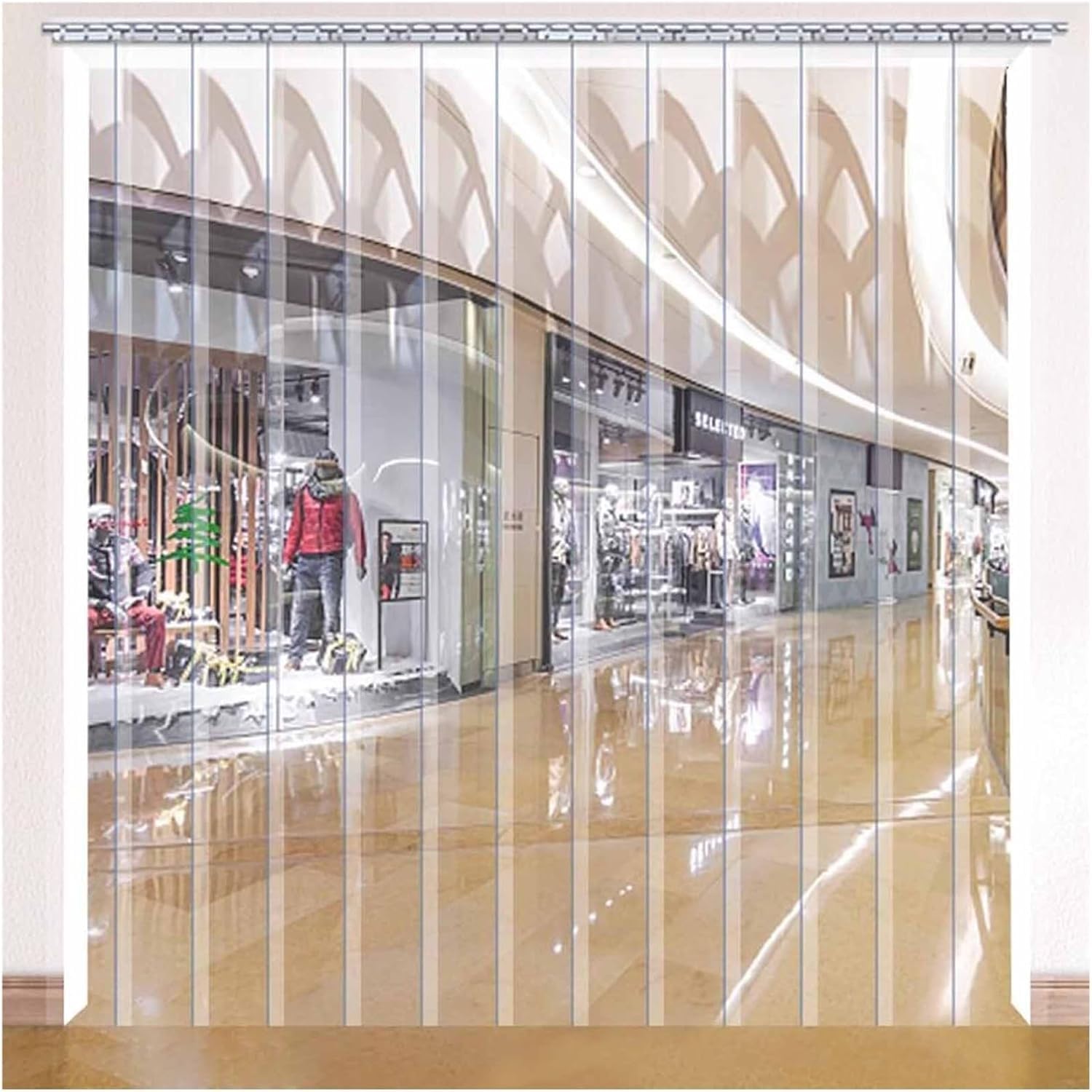 Rideau à lanières en PVC transparent pour isoler le garage et l'atelier de la maison