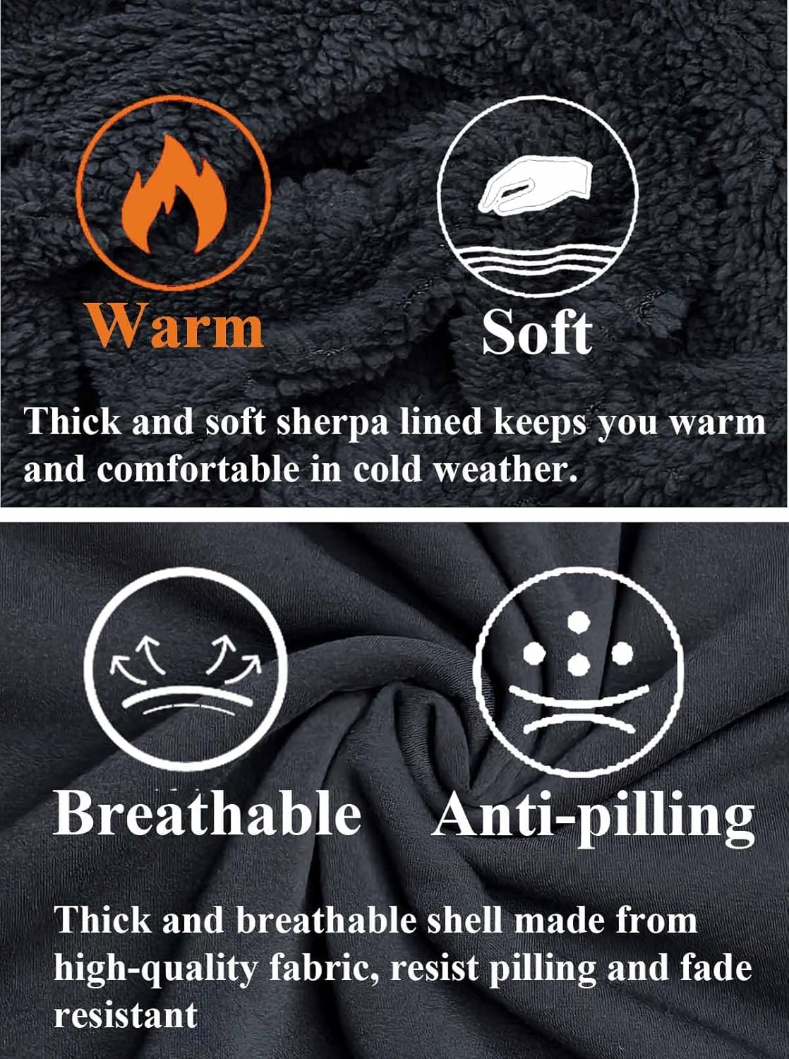 ZeroStage Heavyweight Full Sherpa Fleece Lined Hoodies for Men Zip Up Jacket, Winter Thick Sweatshirt - Image 4