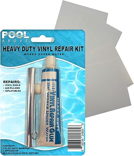 Kit de parches de reparación de vinilo resistente  Pegamento adhesivo de cemento de vinilo y parches de colores para inflables, barcos, balsas,