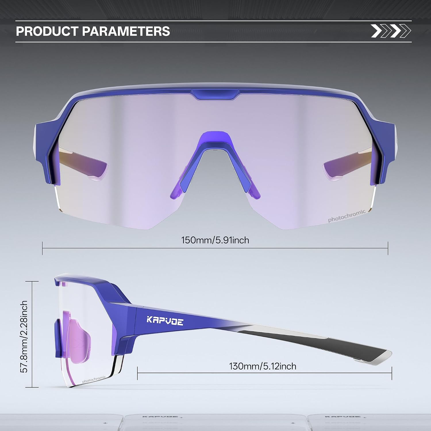 KAPVOE Photochromic Cycling Glasses for Men Women with UV400 Protection Sports Sunglasses for Biking Running MTB K360