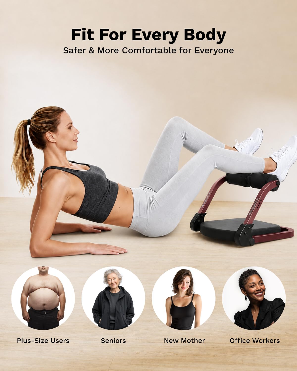 AIRHOP 8-in-1 Smart Core Ab Machine, klappbarer Bauchtrainer & Bauchmuskeltrainer bis 100 kg, Bauchtrainer für Zuhause & Büro, Ganzkörper-Workout Bauch Beine Po Trainingsgerät