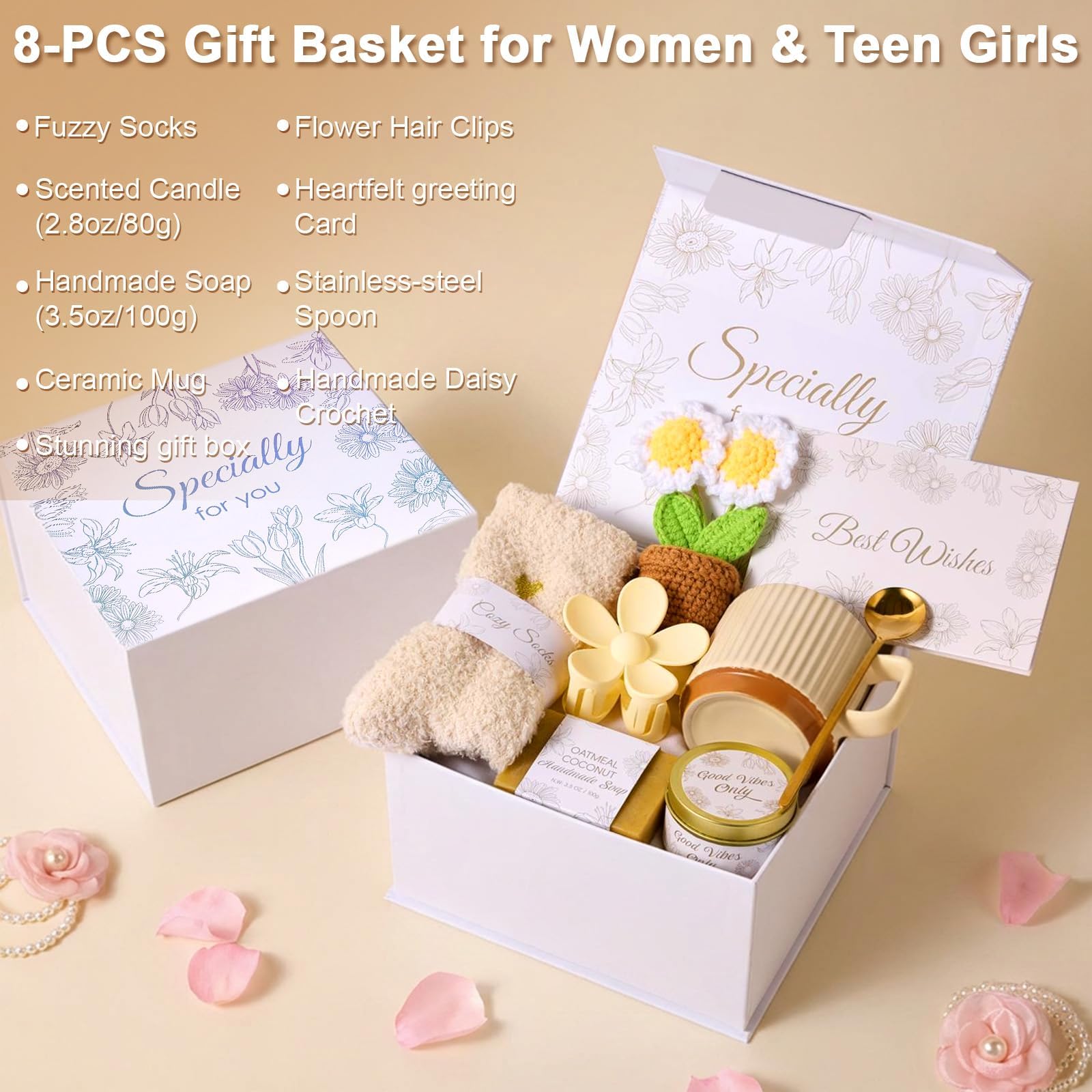 ENJOLLY Self Care Gift Box for Women with Mug, Candle, Soap and More