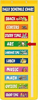 51 Inch Daily Visual Schedule Pocket Chart Classroom Schedule Calendar Pocket Chart with 36 Colorful Visual Cards Move Arrow Teacher Management Tools Supplies for School Daycare Home Preschool Decor