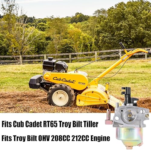 Miniatura 2 de 951-12785 Carburador para Troy Bilt Tiller Super Bronco Rototiller 208cc Cub Cadet RT65 751-12785 C46540 46515 Generador Troy Bilt OHV 208CC 212CC