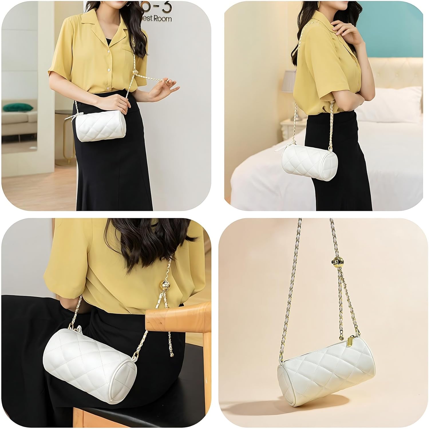 Barrel Bag Womens Cylinder Purse Crossbody Handbags Trendy Cool Round Circular Bags Casual Veagan Leather