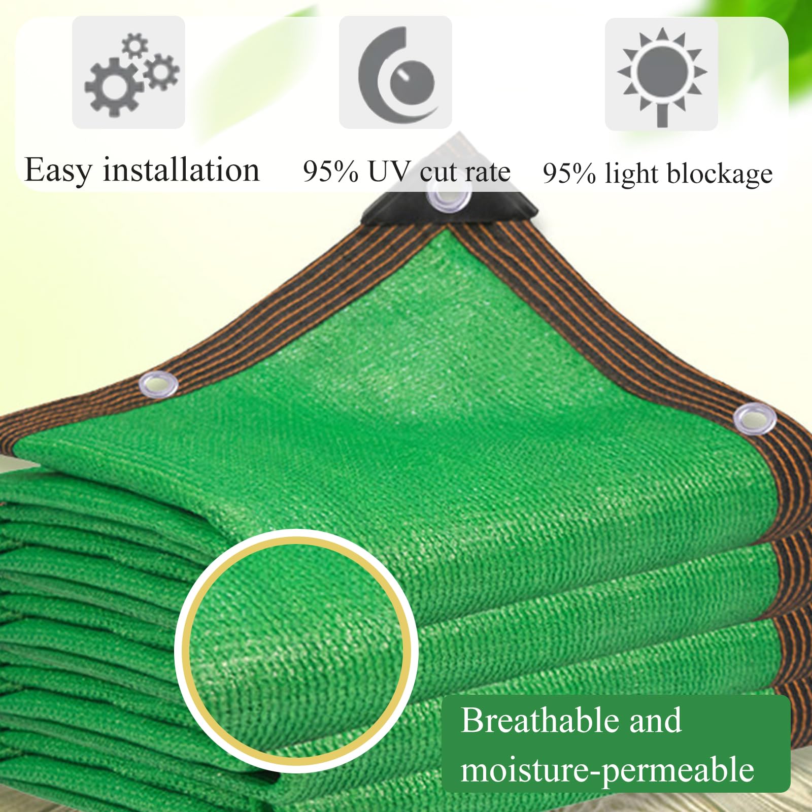 Malla de Sombra Resistente 4mx3m Malla de Sombra UV Reutilizable Tela Sombras Exterior 95% Bloqueo UV Transpirable para Invernadero Jardín Patio Huerto Cubierta (Verde)