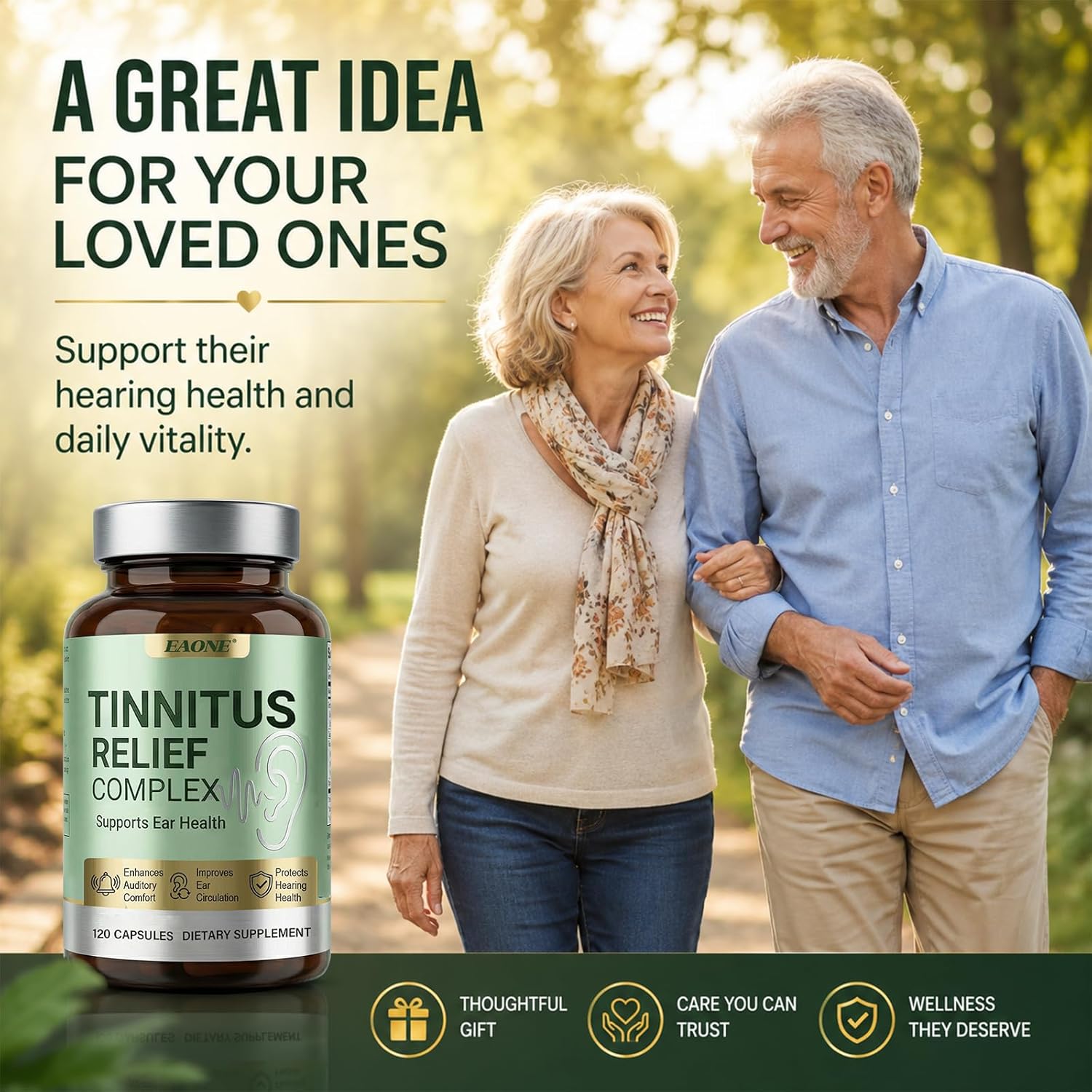 Tinnitus Relief for Ringing Ears, 120 Capsules, Ear Ringing Support Supplement with Vitamin C and B Complex, Helps Reduce Ear Noise and Buzzing, for Inner Ear Balance and Auditory Clarity, 60 Day