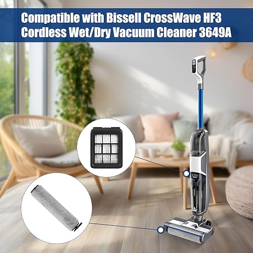 Miniatura 2 de Juego de filtros de rodillo de cepillo de repuesto para Bissell HF3 3649A filtros Hepa de vacío compatibles con aspiradora Bissell HF3 Crosswave, 2
