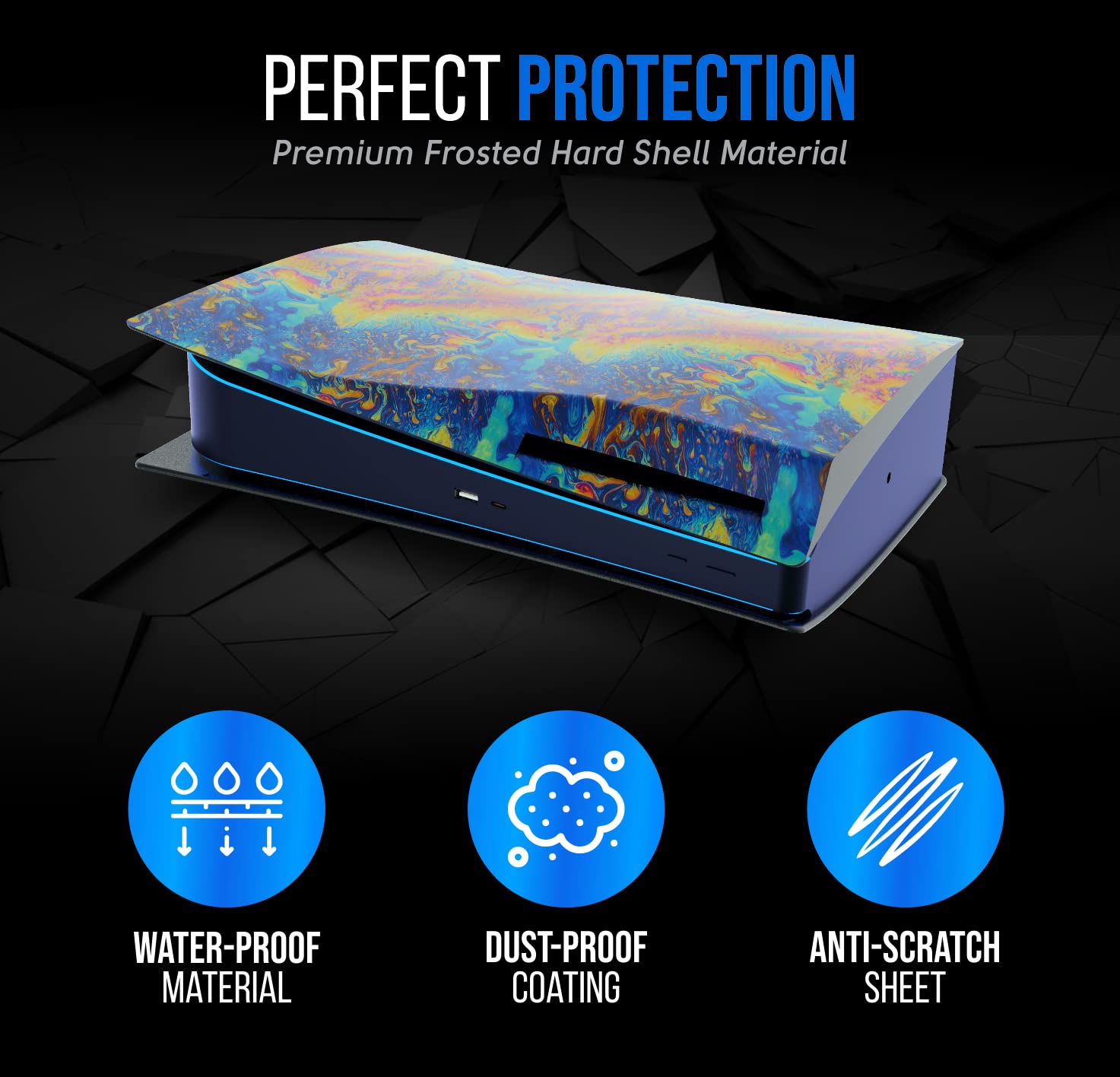 Q-View Façade pour PS5 Hydro avec Design Personnalisé - Plaques de Protection et Accessoires de Qualité Supérieure (Lava)