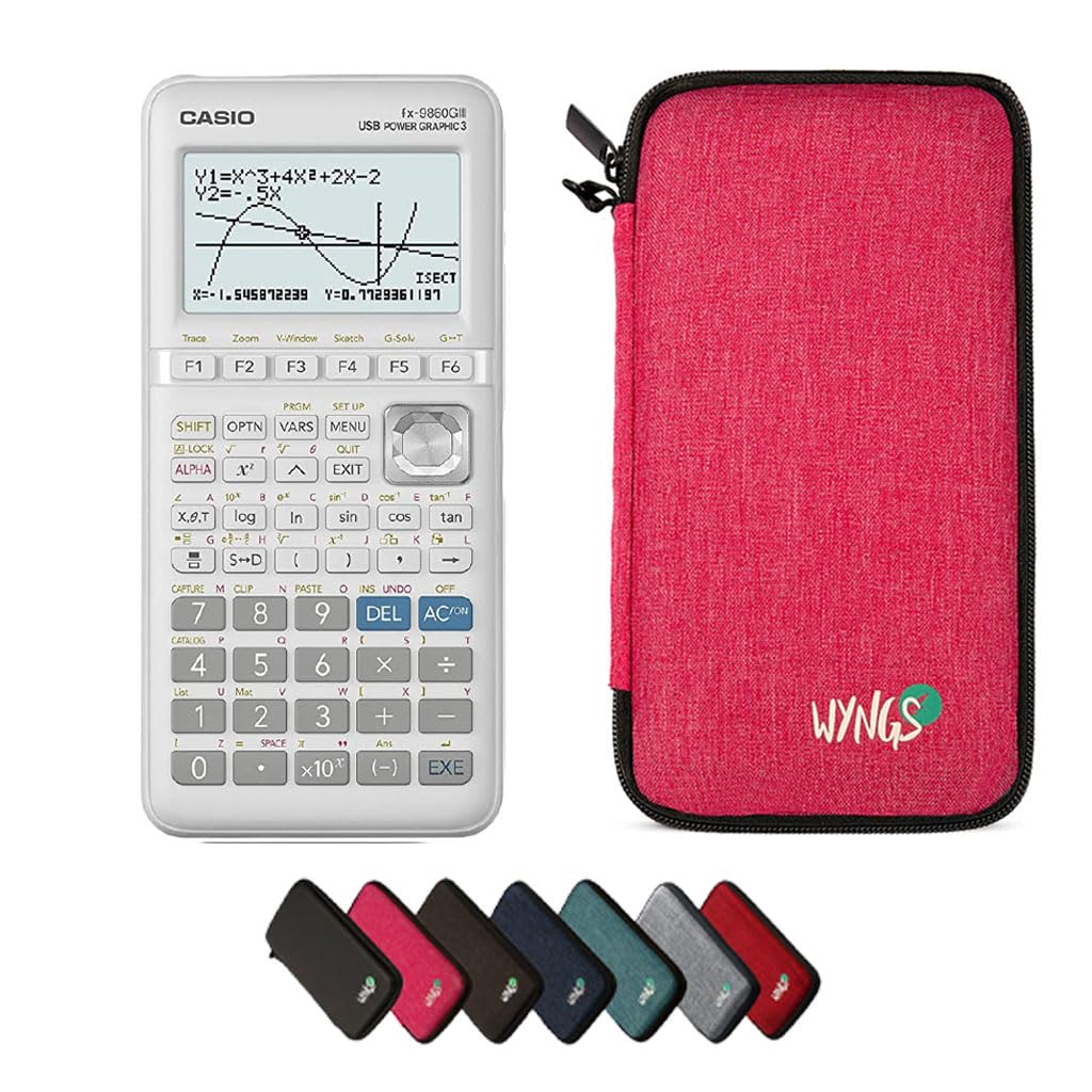 Casio fx-9860GIII con Custodia Protettiva WYNGS inclusa Rosa - Calcolatrice Grafica - Pacchetto Base