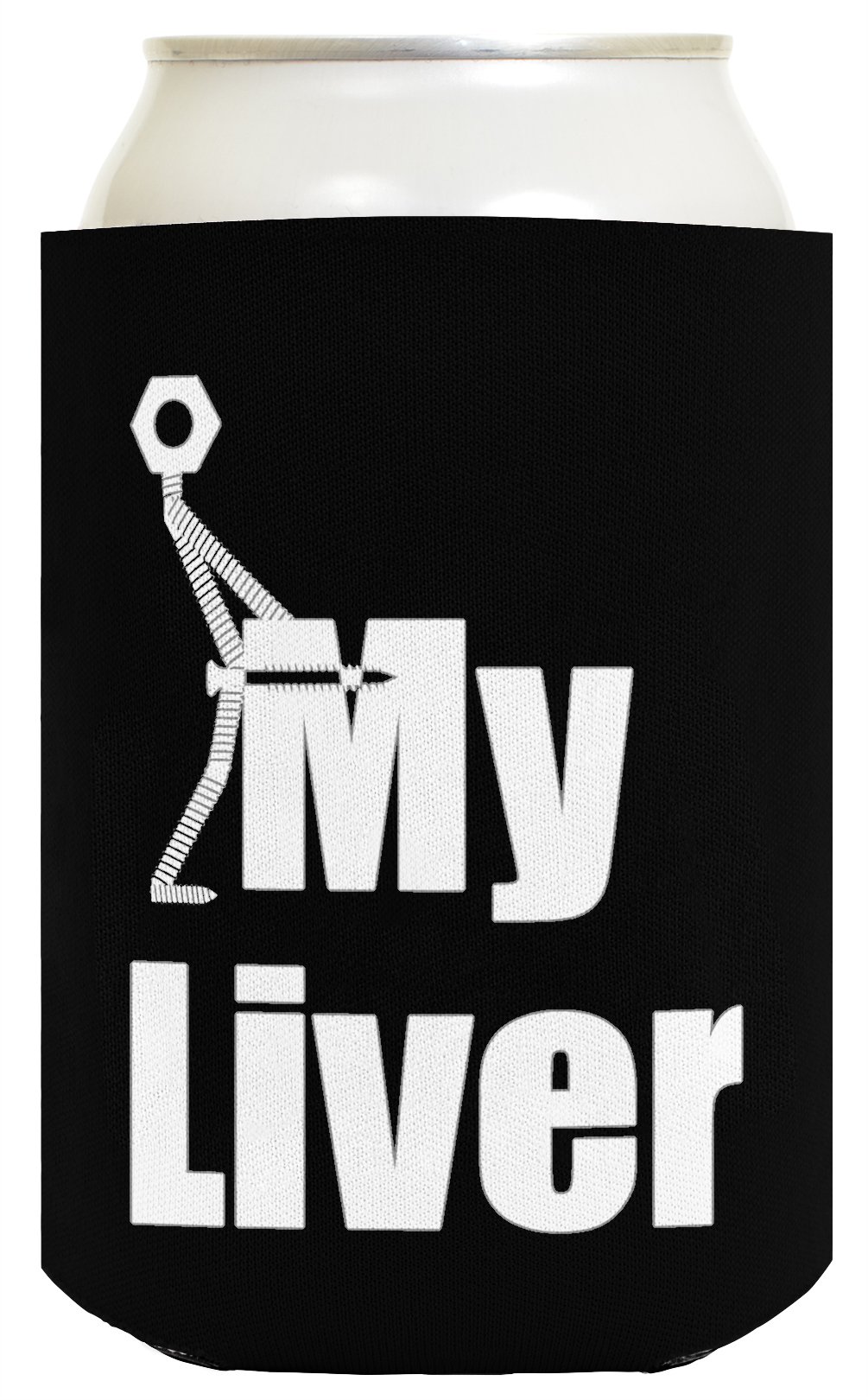 Funny Beer Coolie Screw It Man Screw My Liver Drinking Gag Gift 6 Pack Can Coolie Drink Coolers Coolies Black