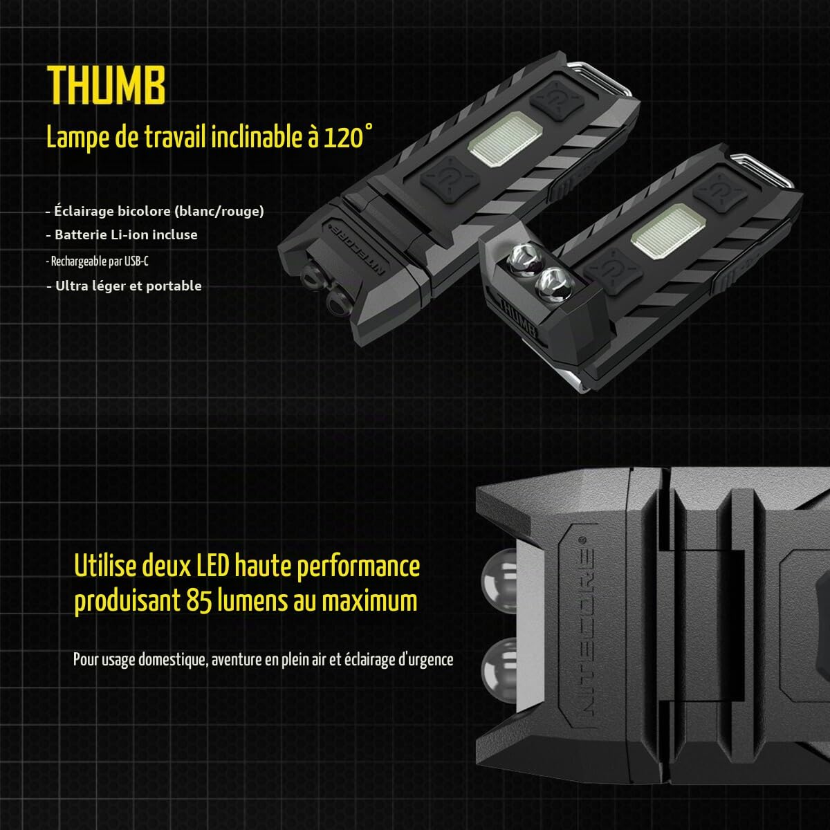 Nitecore Thumb Leo Lampe de Poche Rechargeable Noir