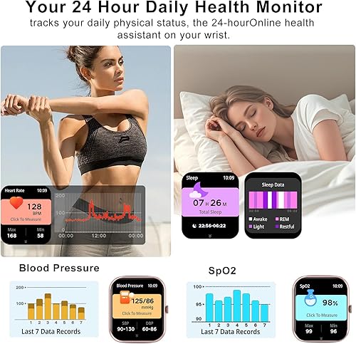 Miniatura 3 de Reloj inteligente para hombres y mujeres, compatible con teléfono Android iOS, pantalla táctil completa de 1.83 pulgadas, IP68, impermeable,