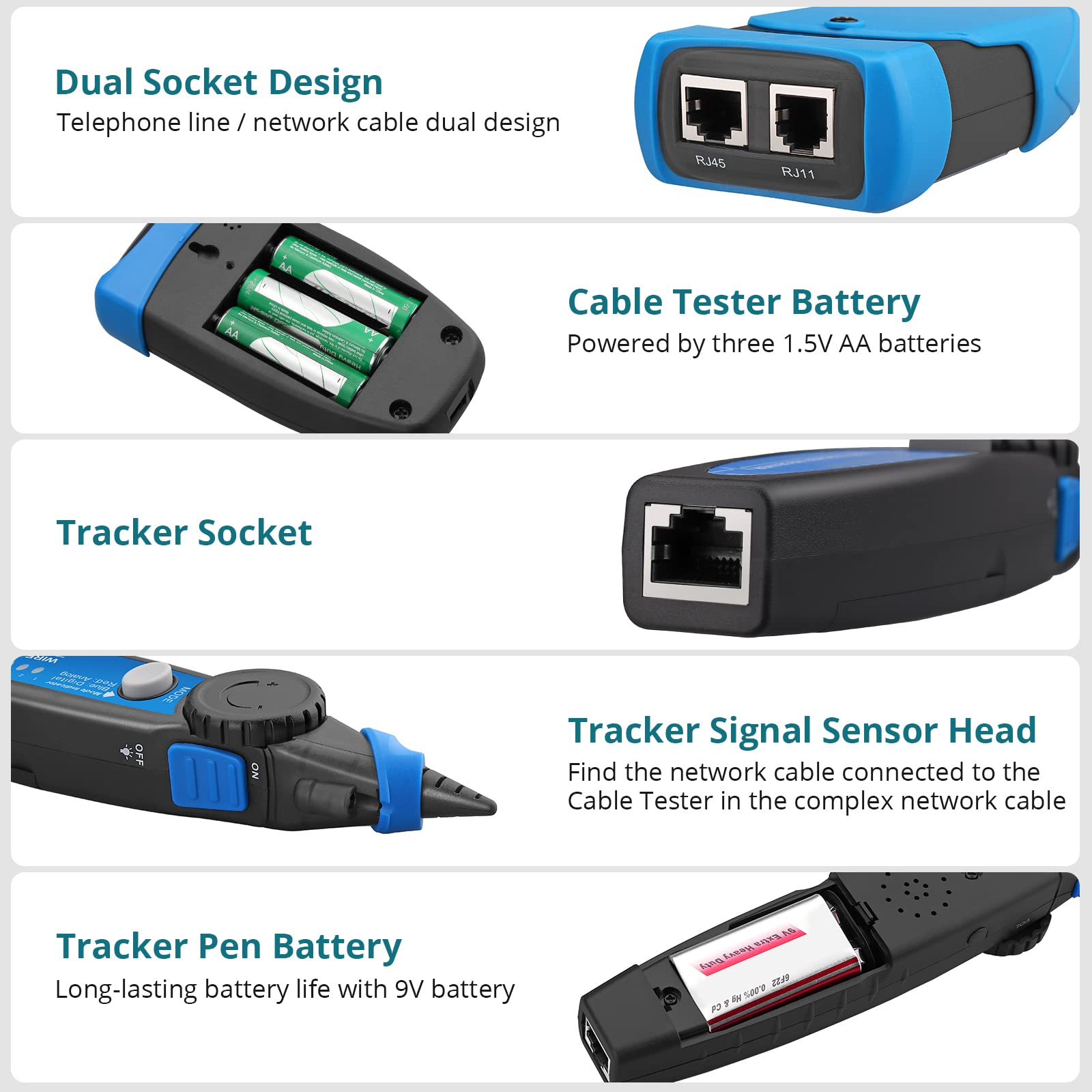 Linea Finder del toner del cavo dell'inseguitore RJ11 RJ45