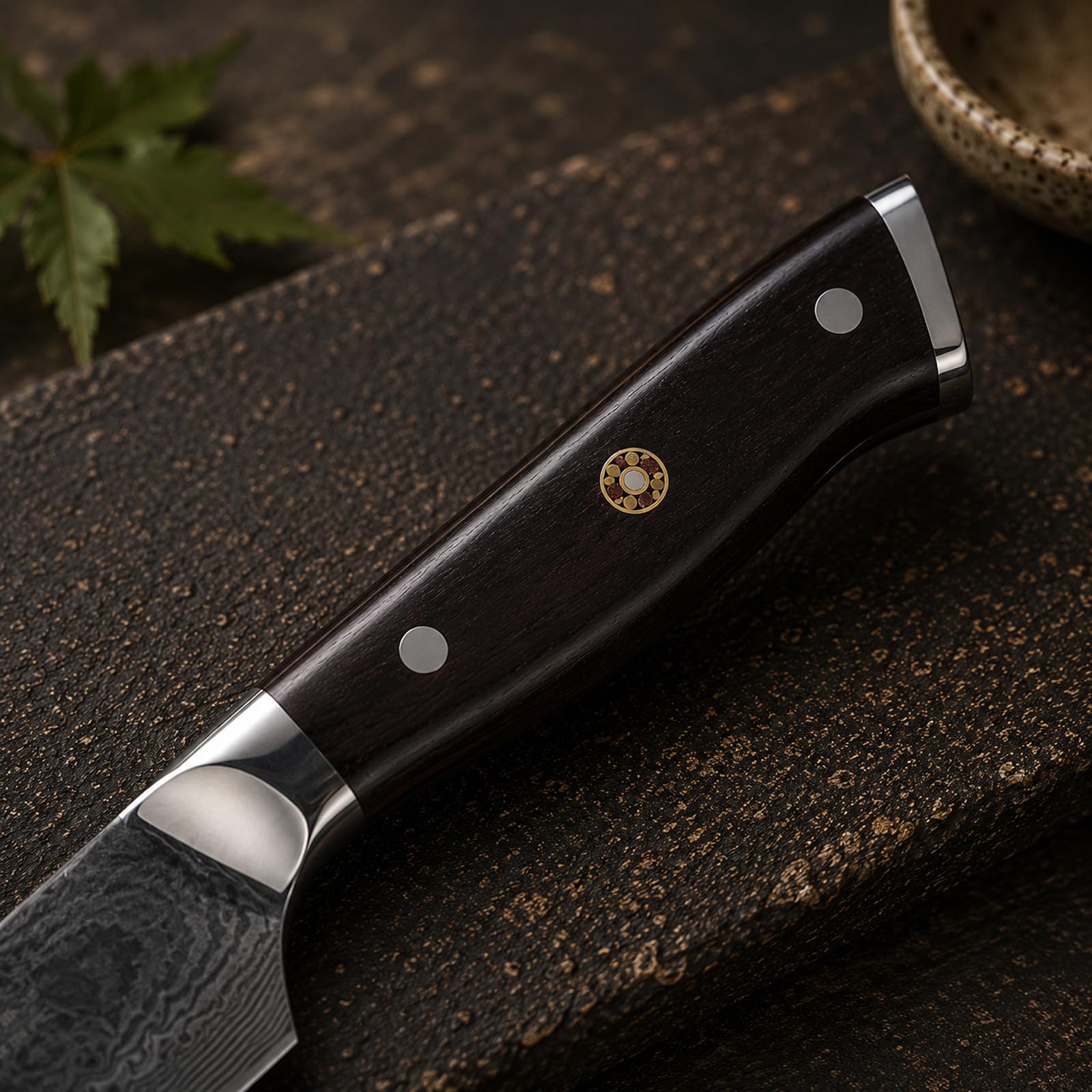 FINDKING Cuchillo Chef Damasco 20 cm, Mango Ébano, Profesional Premium