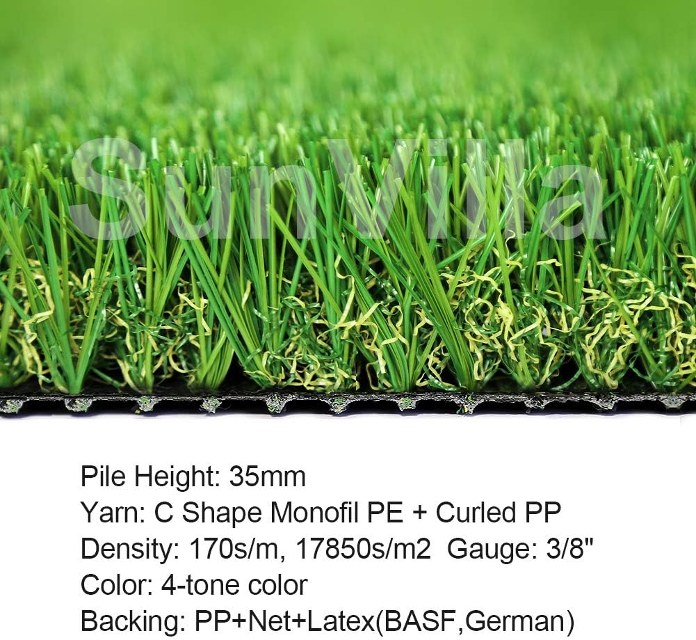 SunVilla 9'X40' Artificial Grass Realistic [Customized Sizes] Grass Height 1 3/8" Indoor/Outdoor Artificial Grass/Turf Many Sizes 9FTX40FT (360 Square FT)