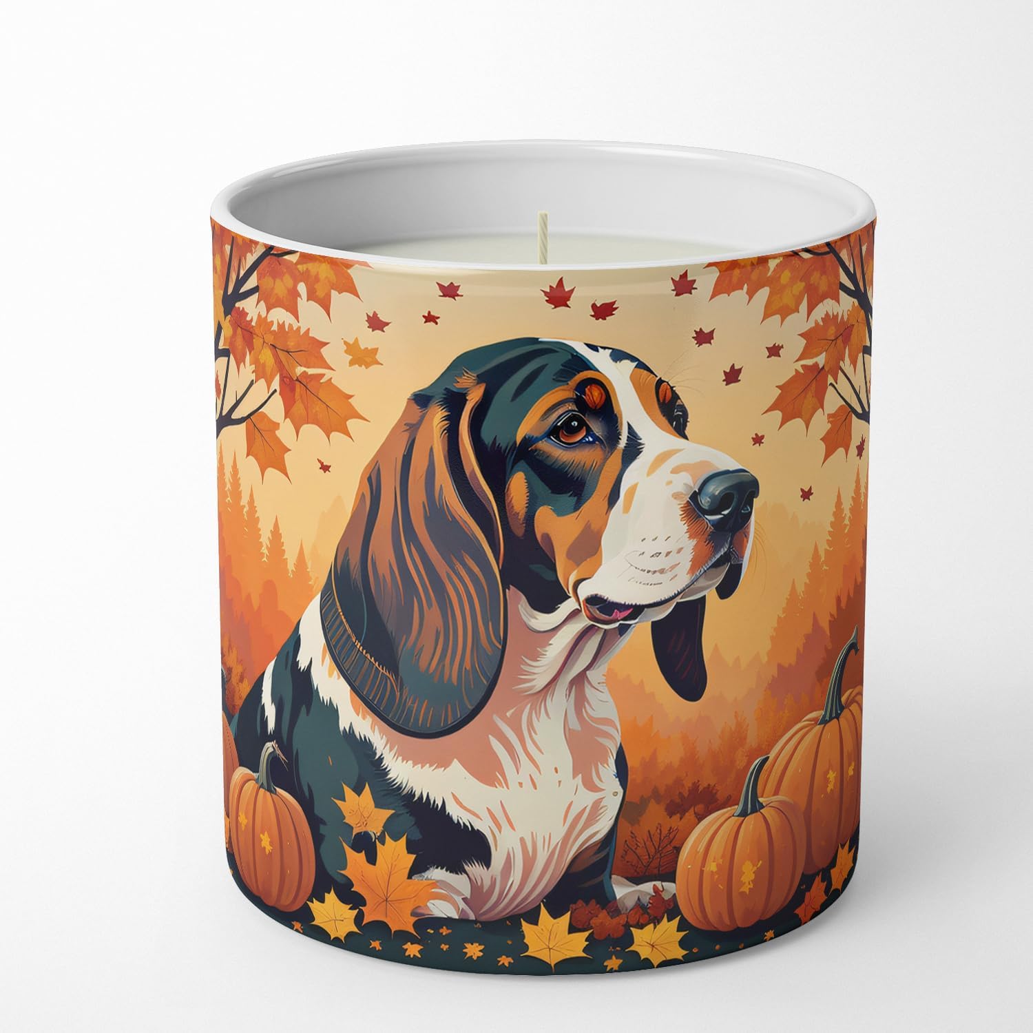 Caroline's Treasures DAC1013CDL Basset Hound Fall Decorative Soy Candle Nature Soy Wax Essential Oil Home Decor Ideal for Bedroom Kitchen Bath Office Gift, 10 oz