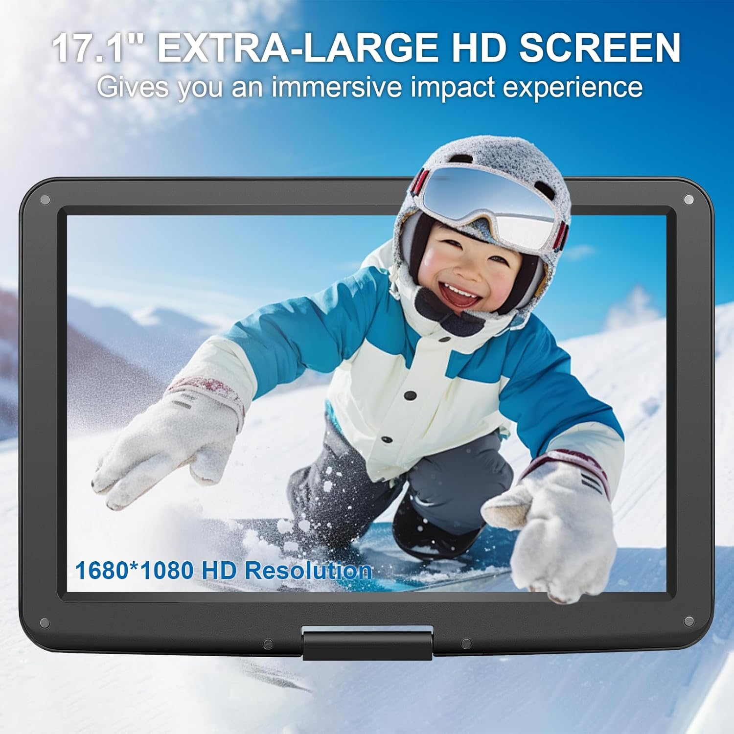 19.6" Portable DVD Player with 17.6’’ Large HD Screen, 4-5Hrs Play, DVD Player Portable with Dual Speaker, Last Memory, Support SYNC TV/USB/SD Card, Play All Discs Format, Black