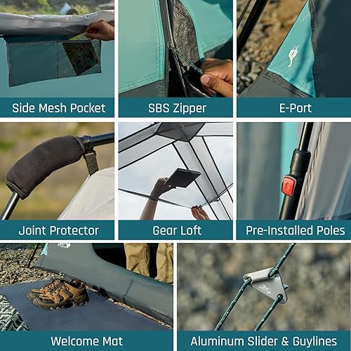 Miniatura 6 de Tienda de campaña instantánea para 8 personas, fácil instalación de 60 segundos para camping, tienda de campaña emergente, grandes tiendas