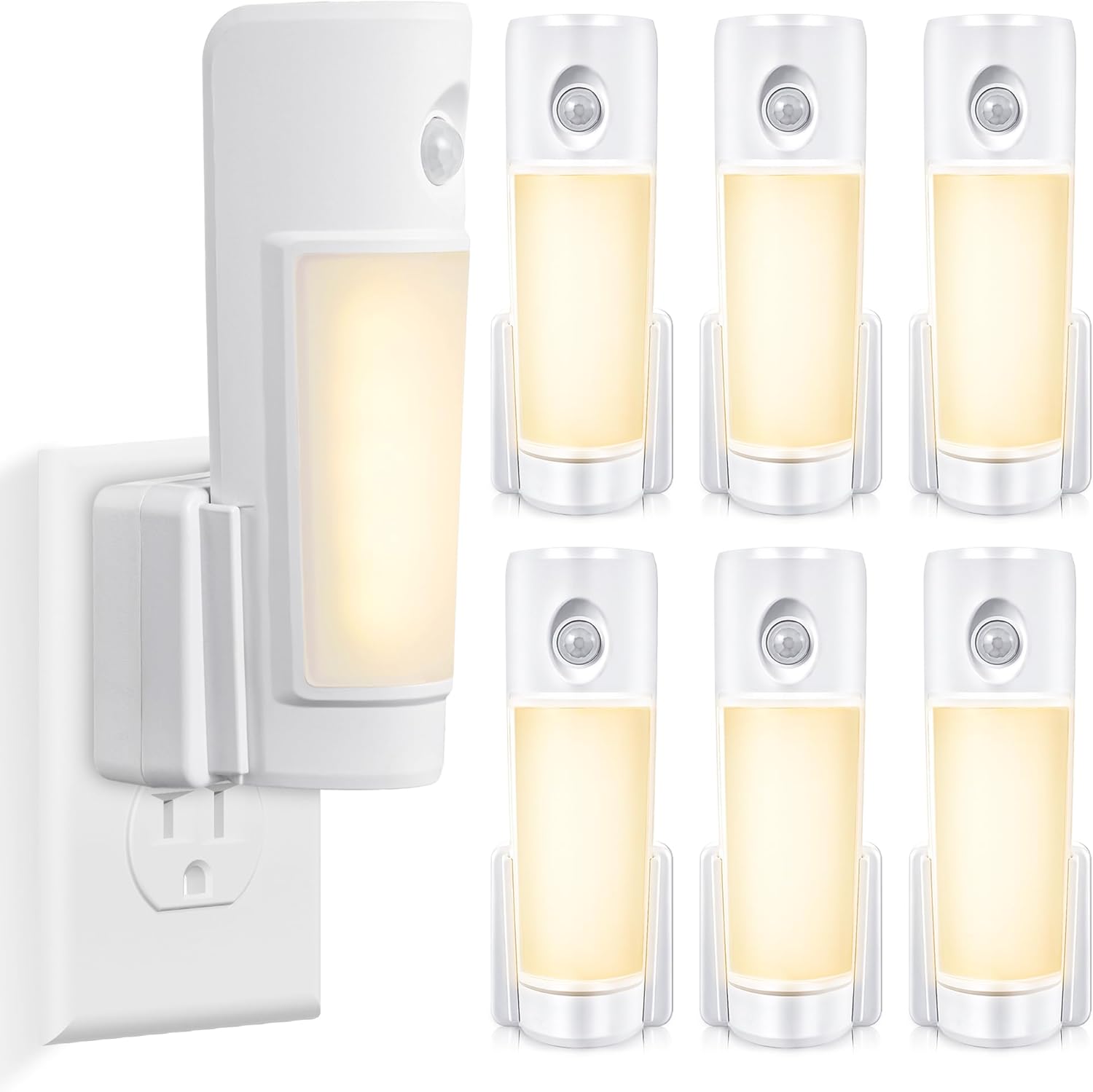 Enhon 6 Pack 4 in 1 Emergency Lights for Home Power Failure, Rechargeable LED Flashlight Plug in Wall, Automatic Turn On Power Outage Night Light with Motion Sensor for Hurricane Preparedness Items