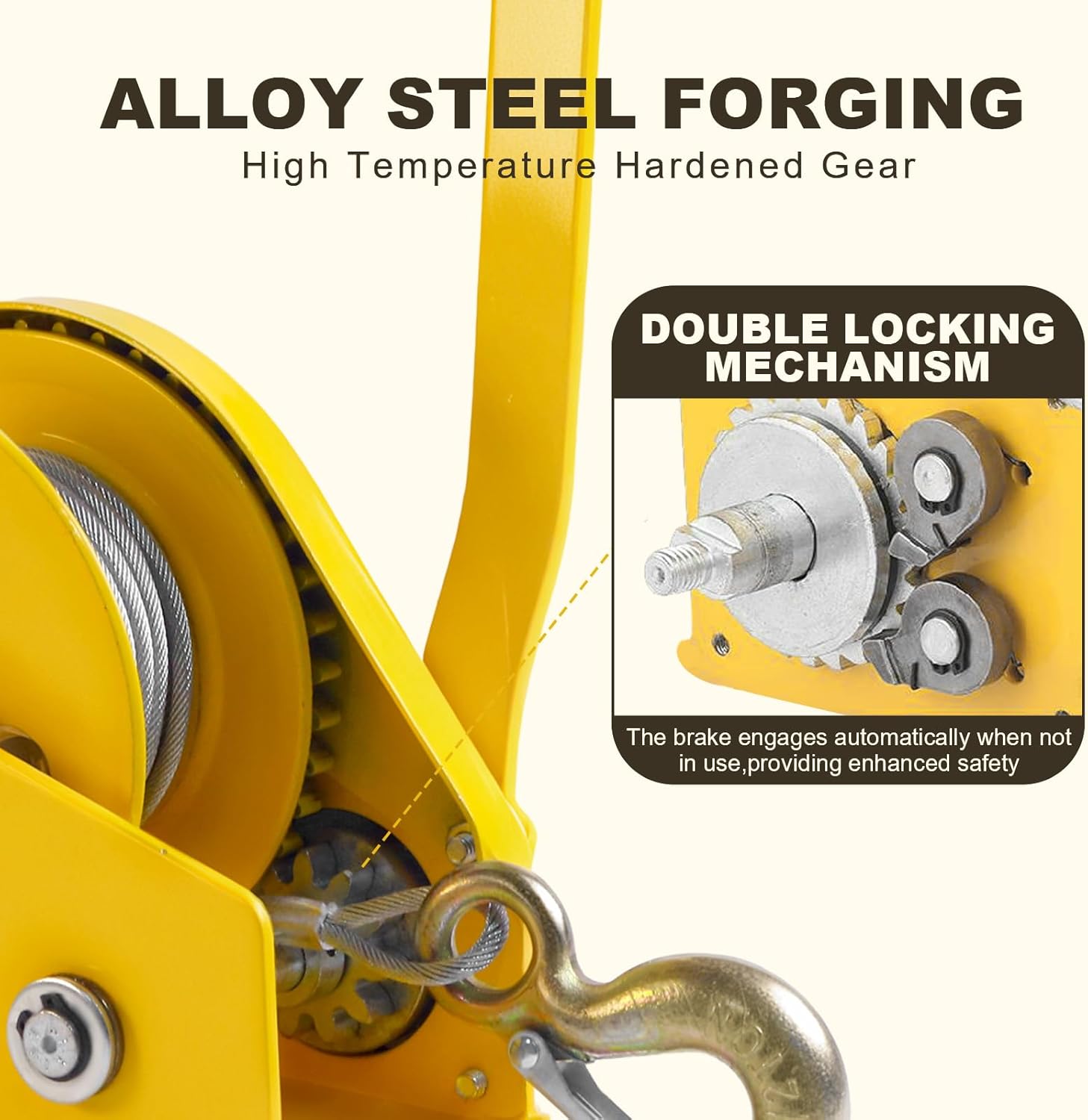 1200lbs Hand Winch, Heavy Duty Manual Winch with 2-Way Self-Locking Gear & Crank Handle for ATV, Boat, Trailer, Truck(1200bls 8 m Rope+Hook)