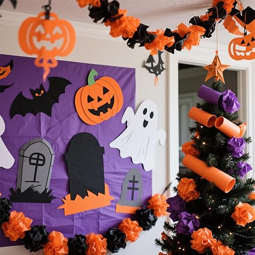 Miniatura 5 de Shindel 120 hojas de papel de seda para Halloween, papel de regalo de Halloween de 19.7 x 13.8 pulgadas, papel de regalo para Halloween,