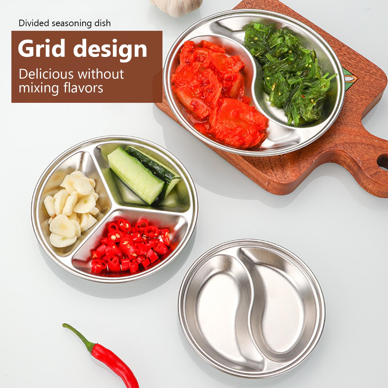6 Pezzi 304 Contenitori per Condimenti in Acciaio Inox, Contenitori per Condimenti Piccoli, Ciotole per Salse Riutilizzabili per Insalata per Pranzo, Spuntini, Antipasti, Sushi