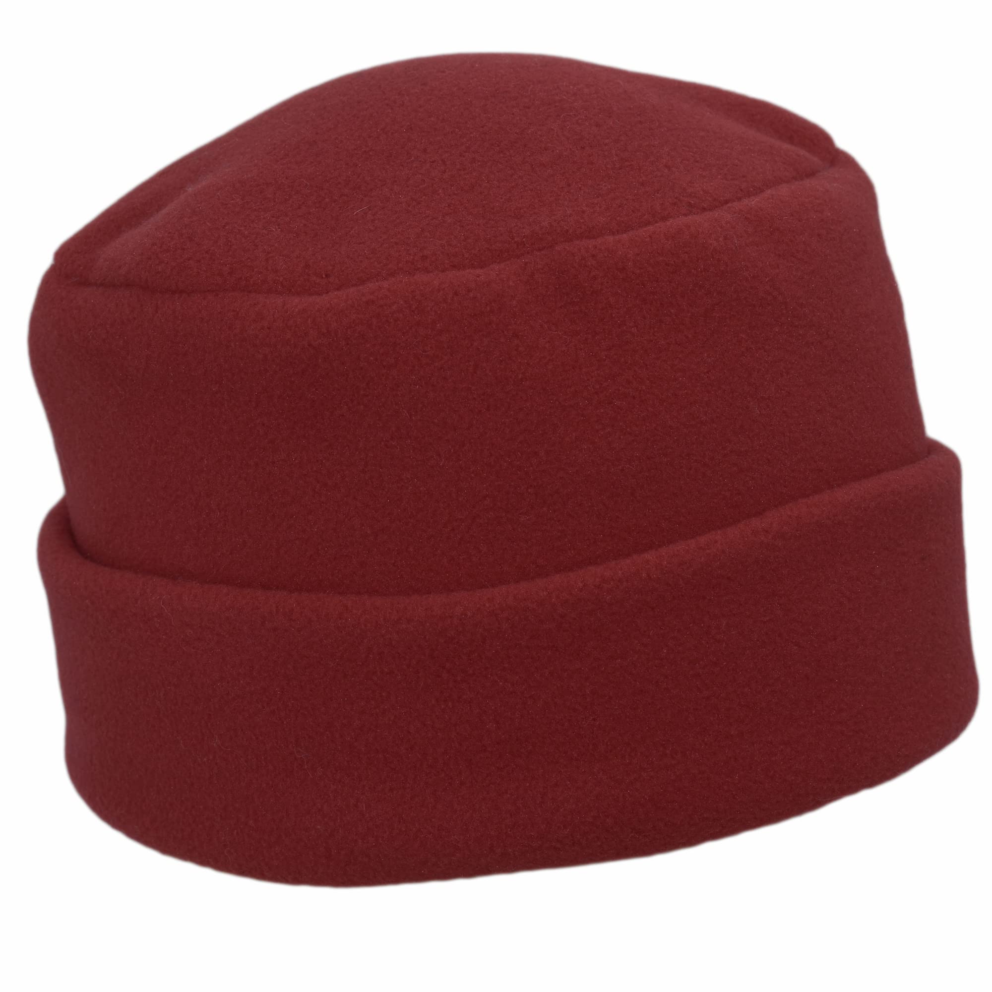 MELEGARI Women's Beanie Hat with Lapel | Lyuba Beanie | Polar Fleece Fleece | Pocket | Made in Italy, bordeaux, One size